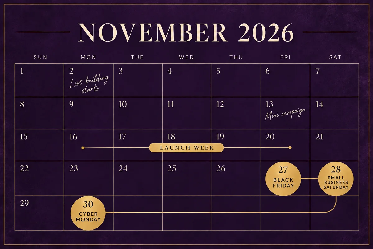 A November Black Friday pacing calendar