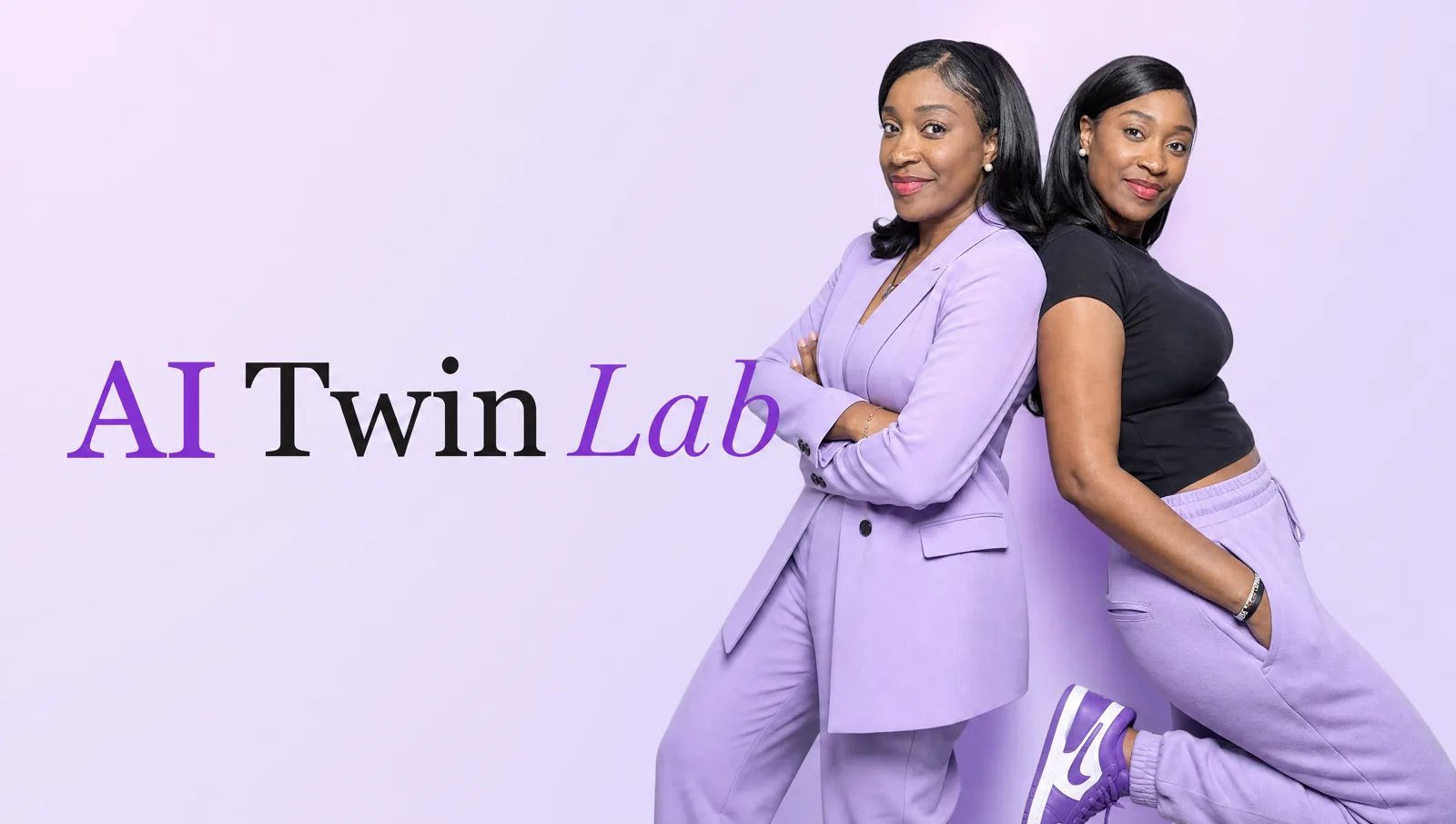 Coach Tee and her AI twin, back to back