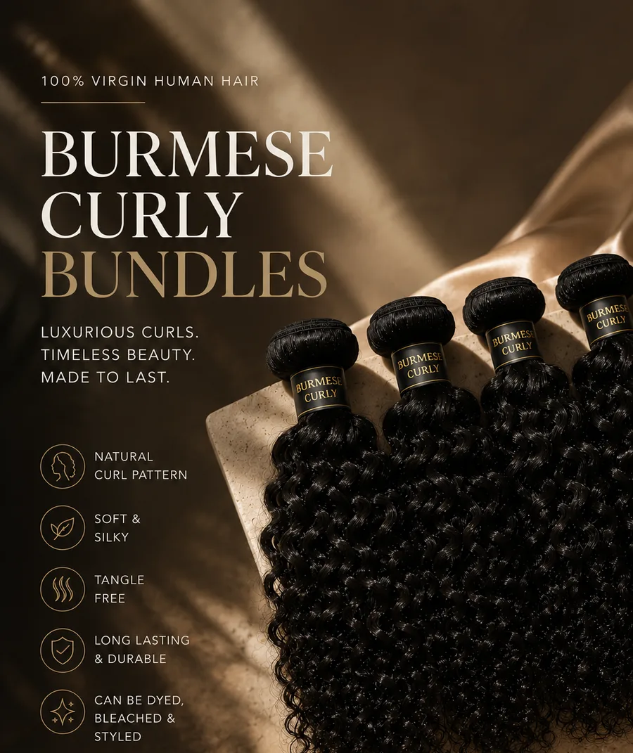 AI-designed product ad for a hair bundle brand