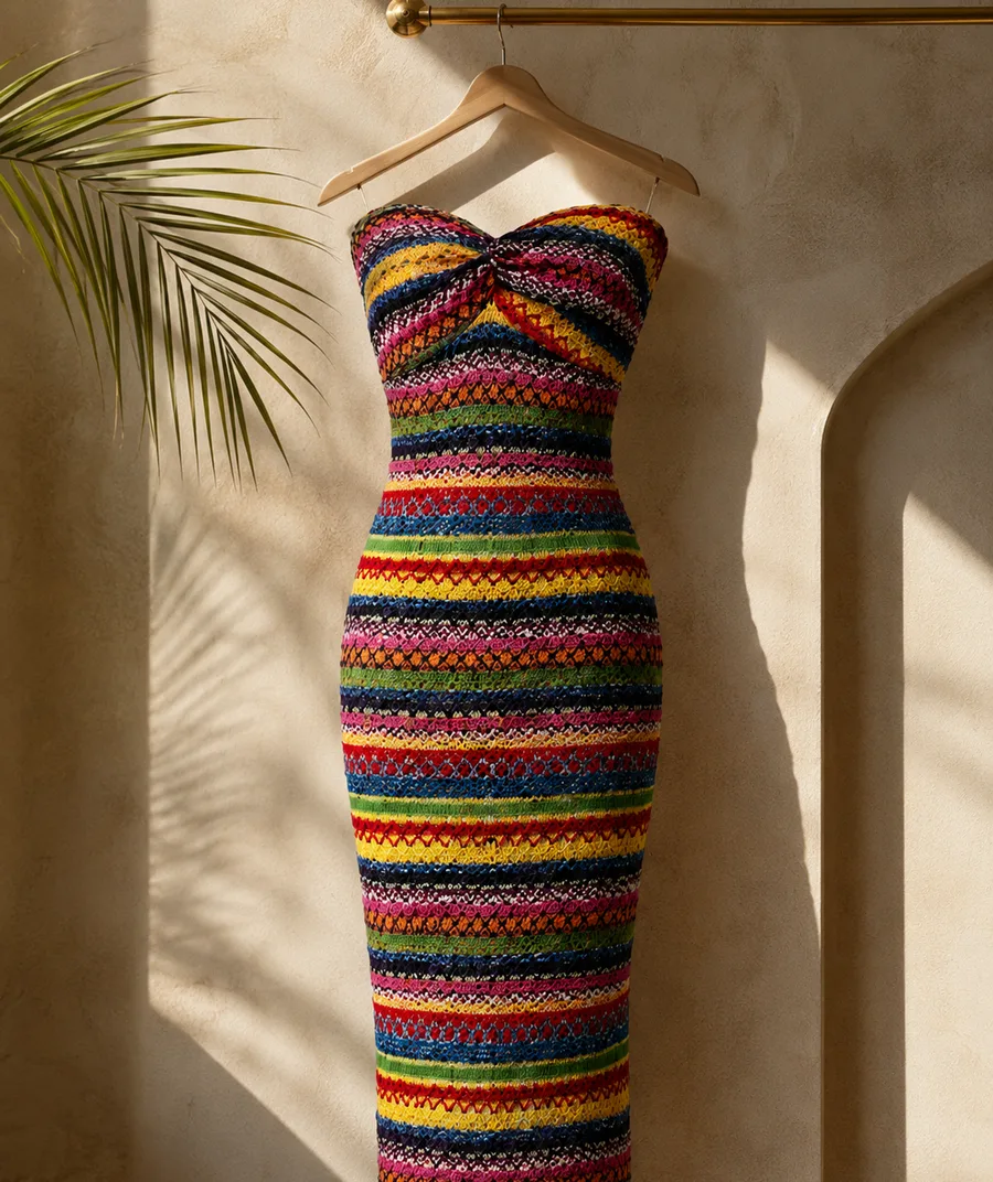 AI product photo of a knit dress on a hanger